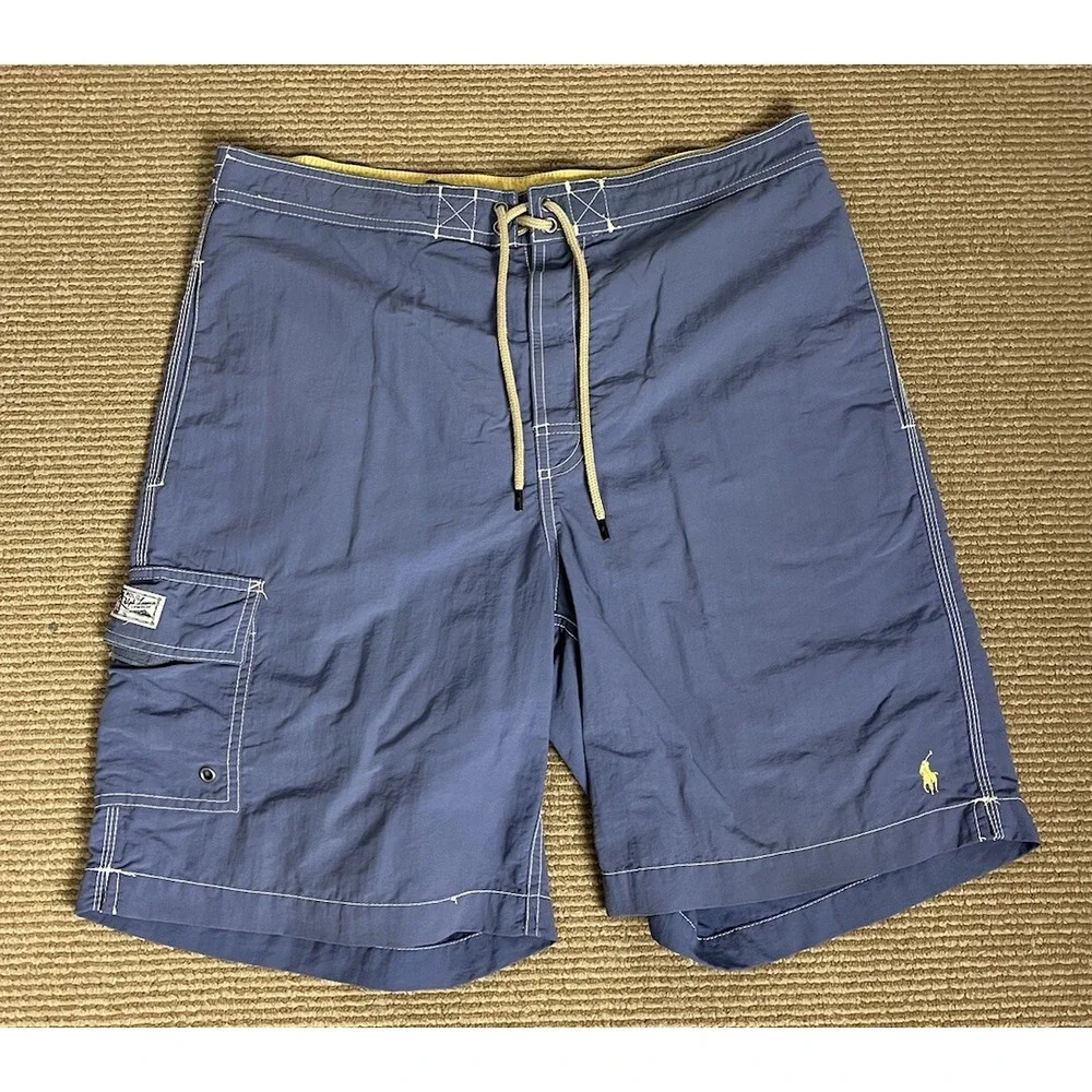 Polo By Ralph Lauren Mens Trunks M Blue Swim Cargo Shorts Mesh Lined